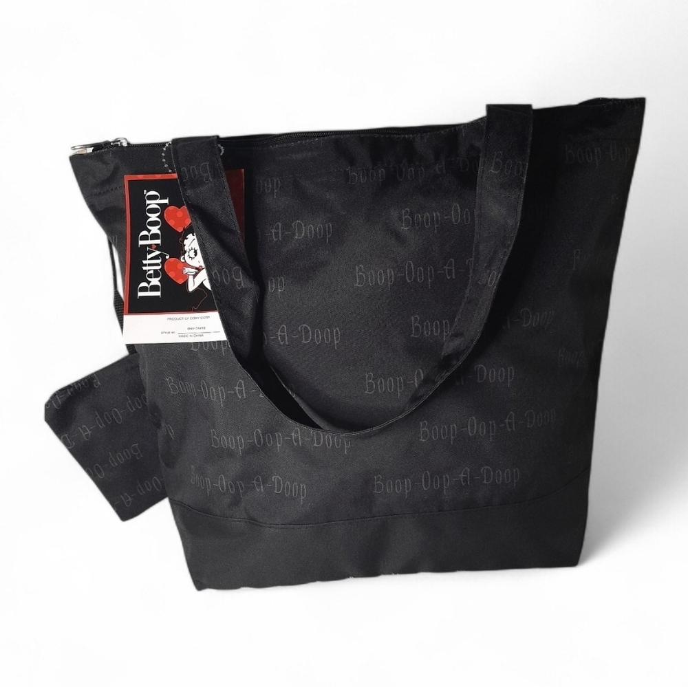 Betty Boop Canvas Tote Handbag With Attached Coin Pouch " Boop-Oop-A-Doop" - Picture 6 of 12